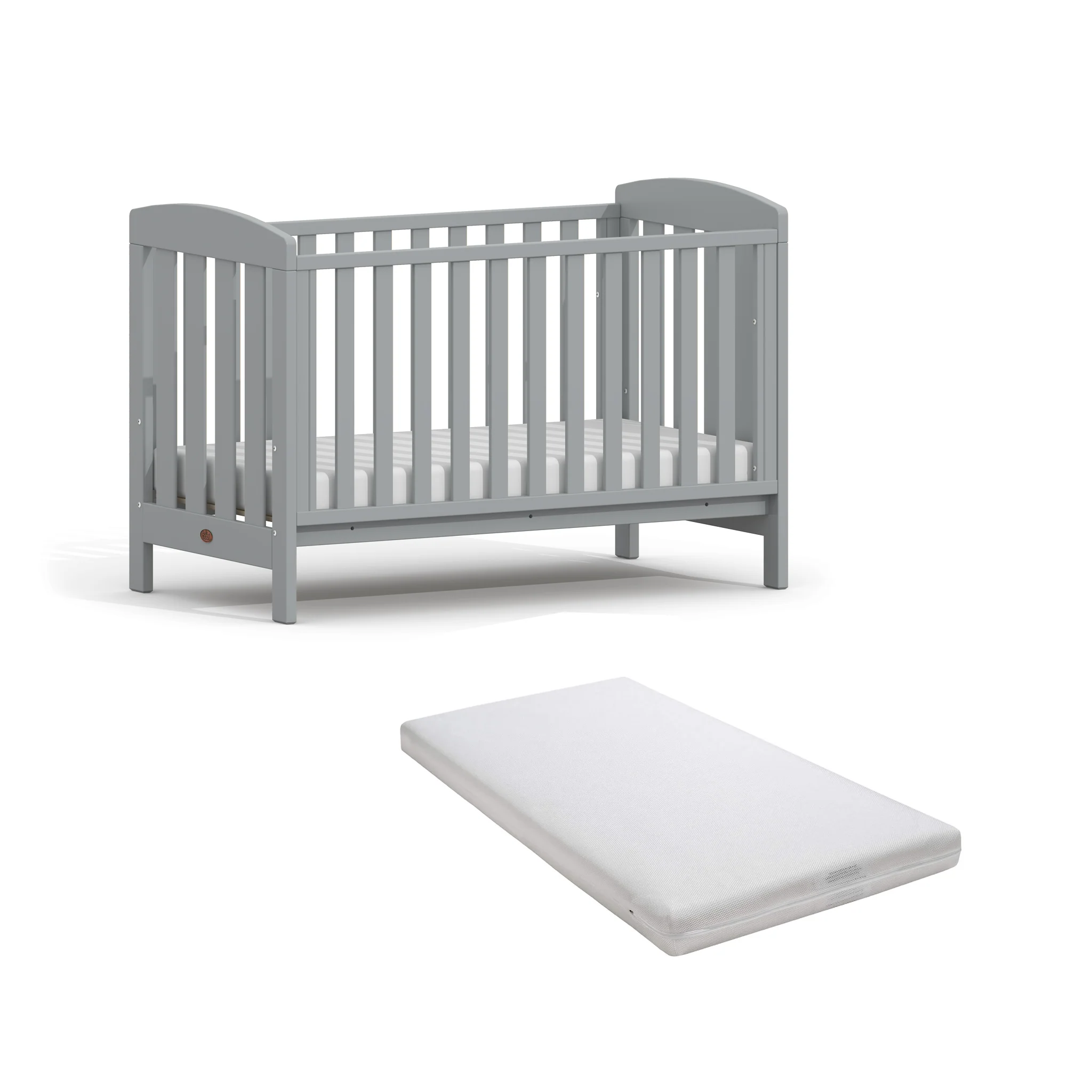 Alice Cot Bed with Mattress Bundle Pebble