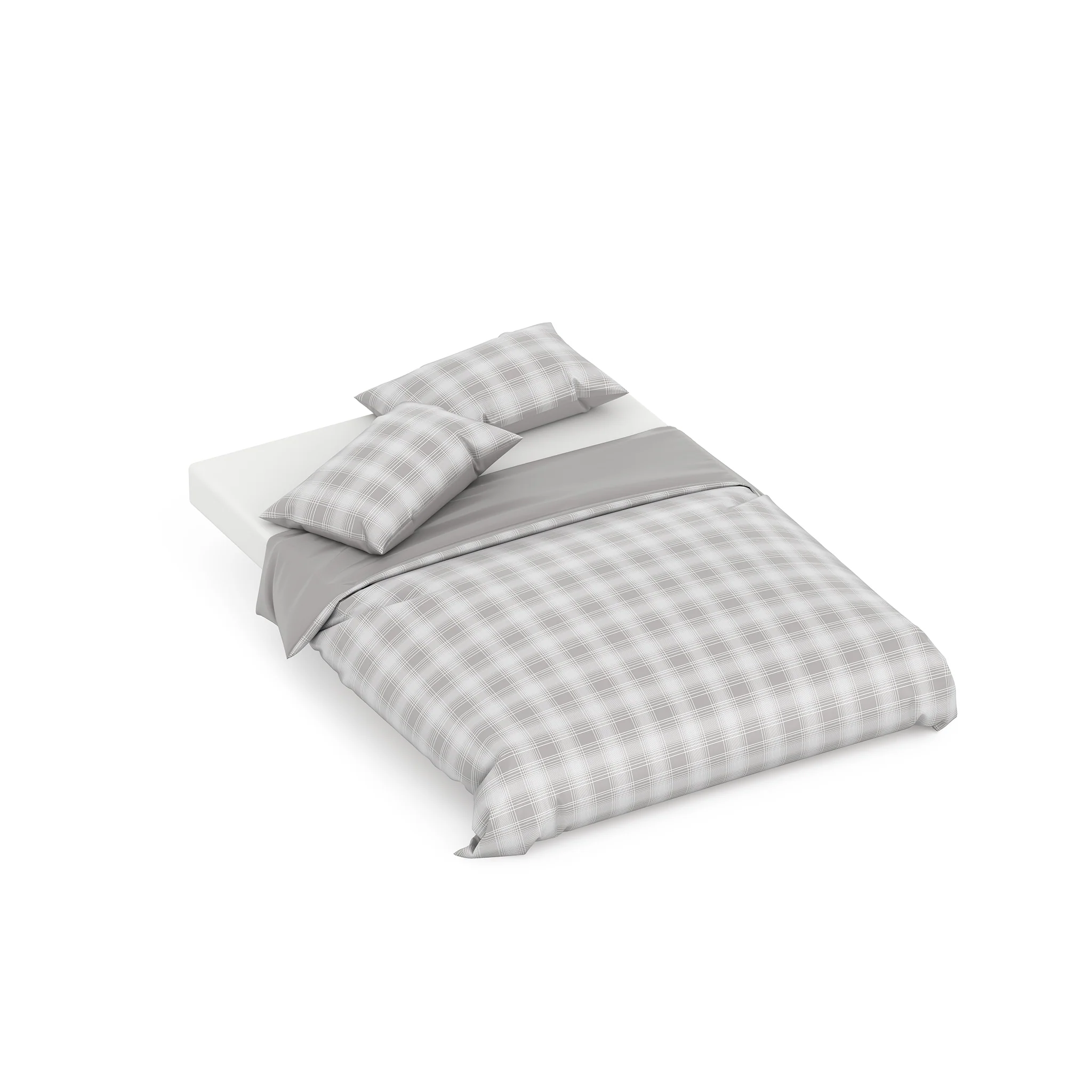 Grey Plaid Double Quilt Cover Set - Image 3