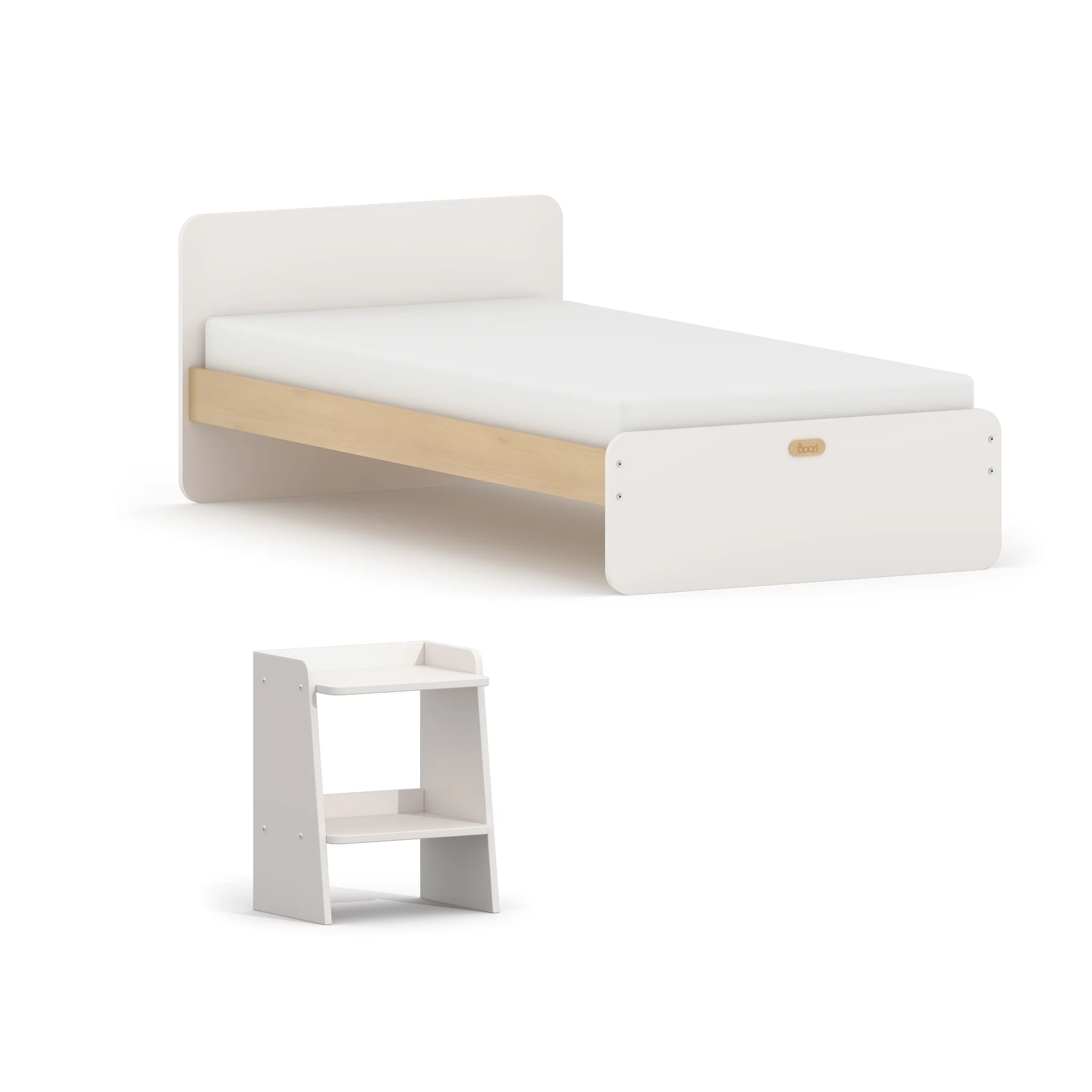 Neat Single Bed with Mattress and Bedside Table Bundle - Image 4