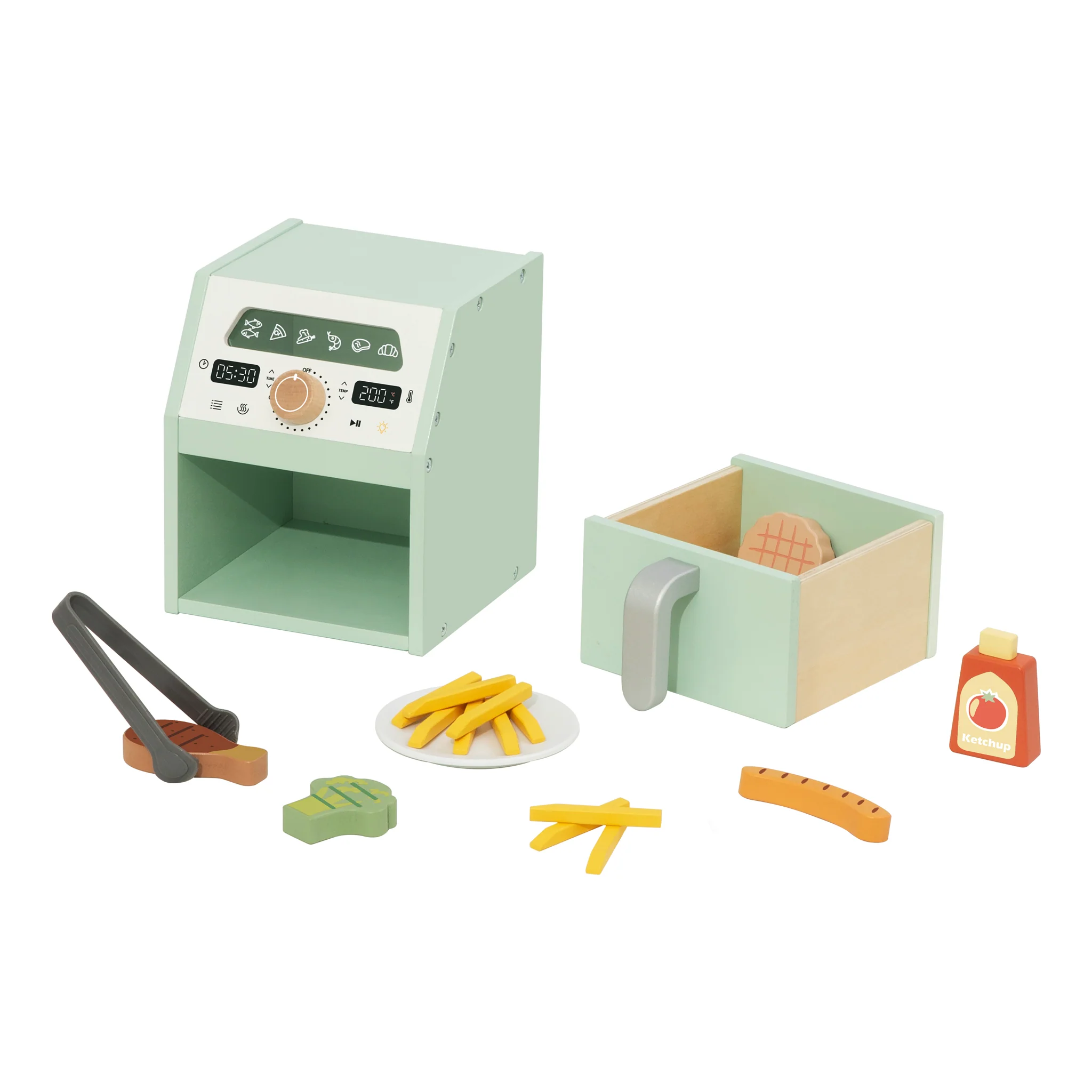 Tooky Kids Play Air Fryer Toy | Wooden Kitchen Role-Play Set - Image 7