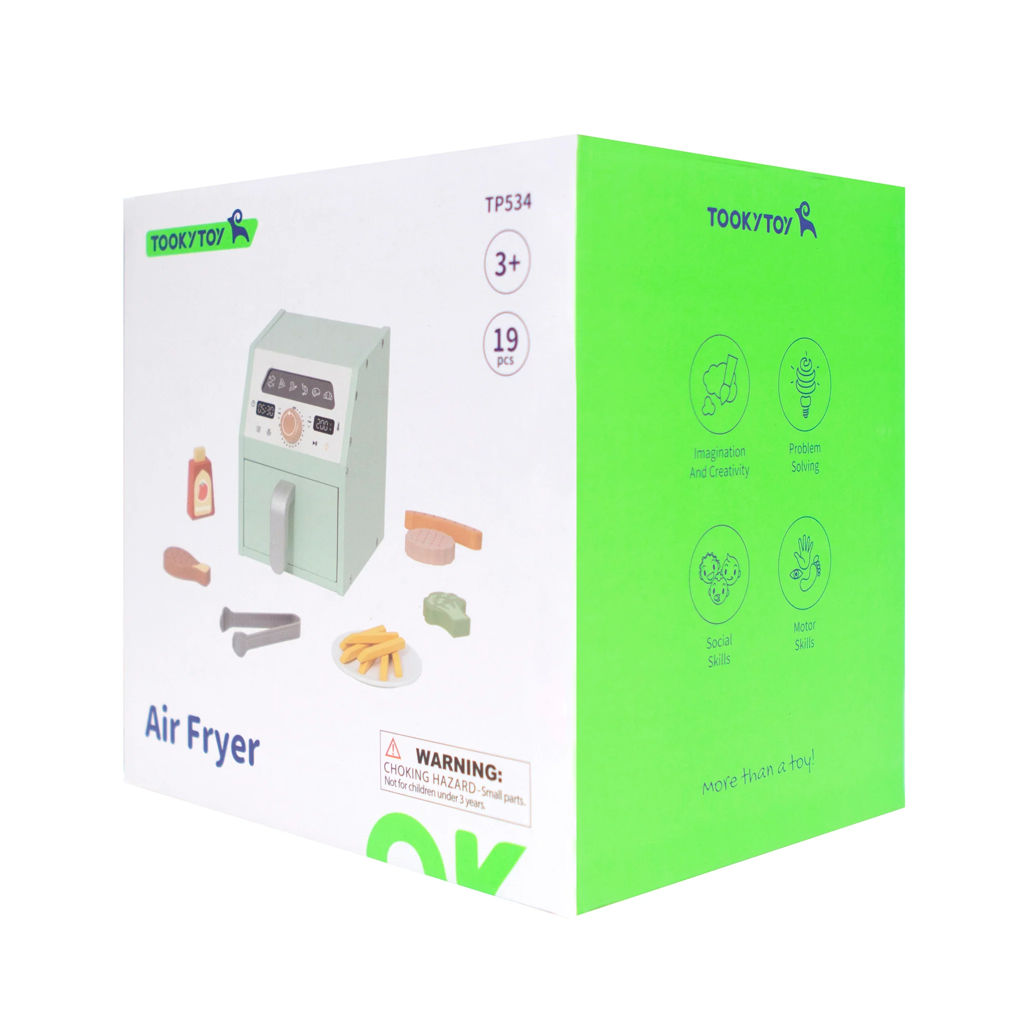 Tooky Kids Play Air Fryer Toy | Wooden Kitchen Role-Play Set - Image 8