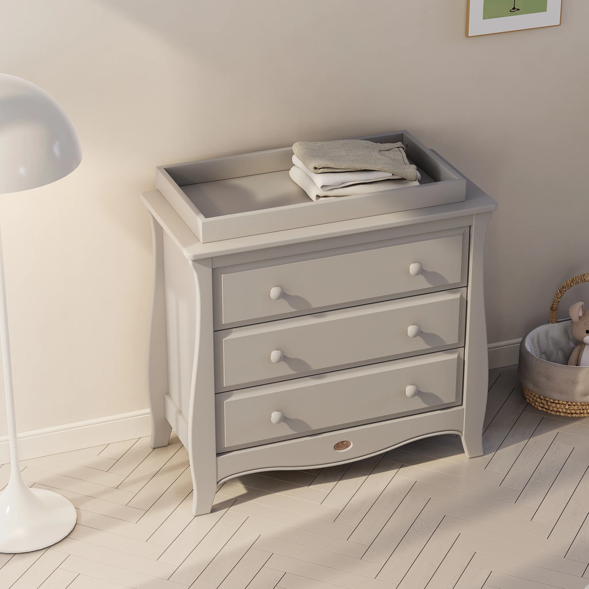 Sleigh 3 Drawer Chest (Smart Assembly) Pebble - Image 12