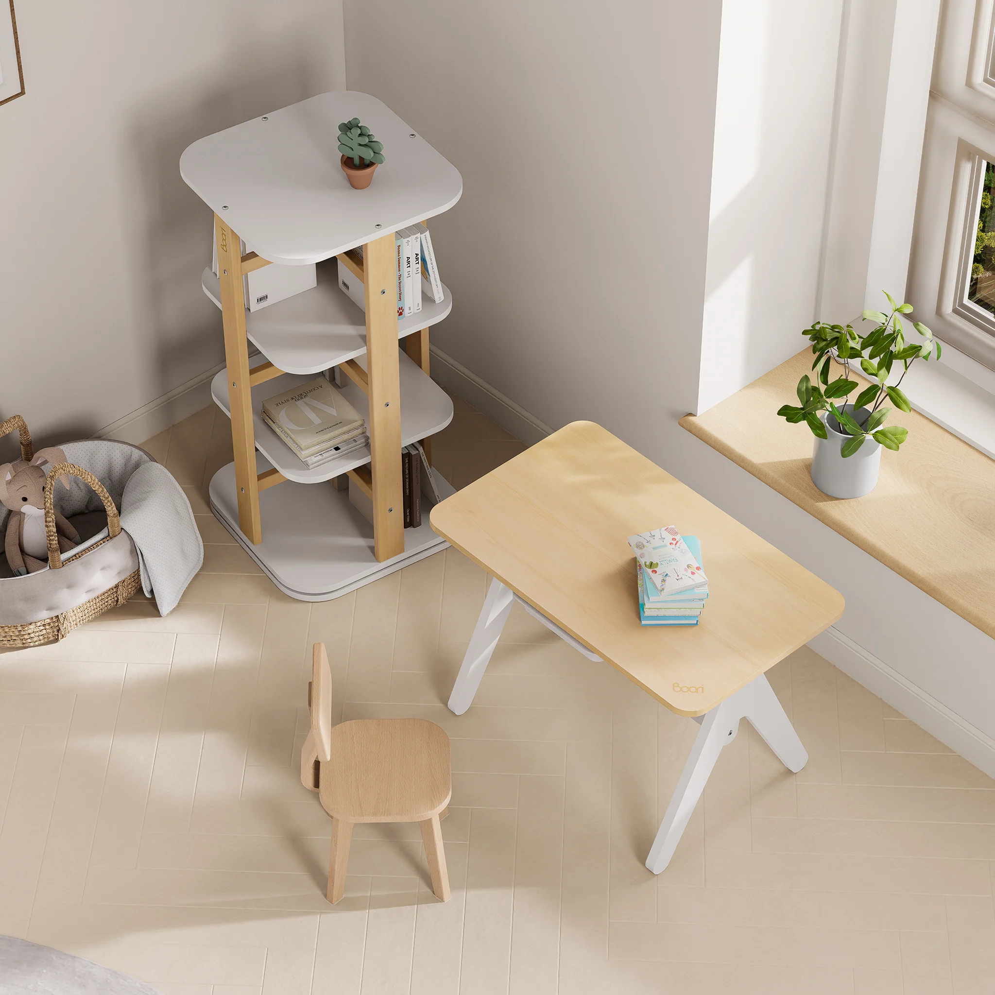 Tidy Learning Table with 2 Chairs and Bookshelf Bundle - Image 3