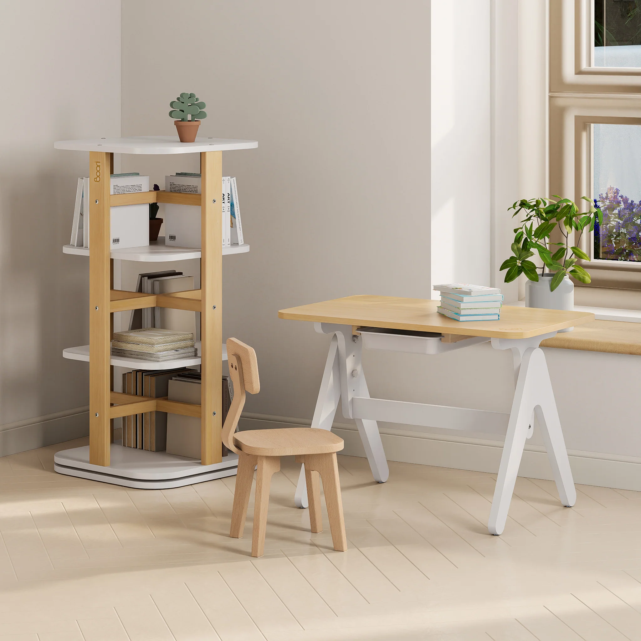 Tidy Learning Table with 2 Chairs and Bookshelf Bundle - Image 5