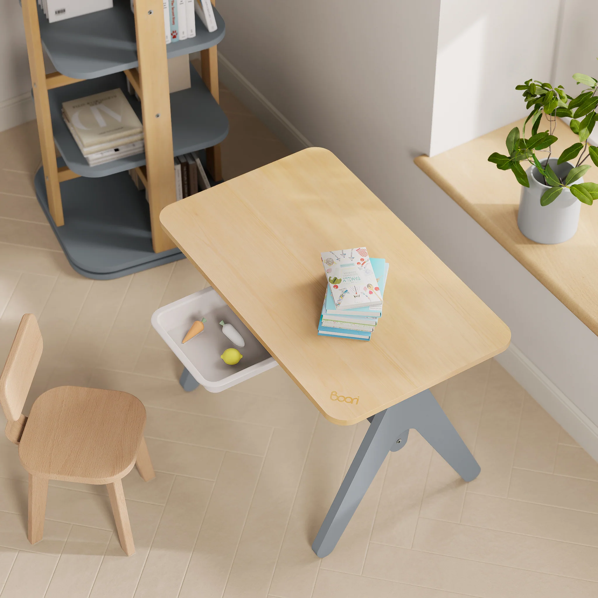 Tidy Learning Table with 2 Chairs and Bookshelf Bundle - Image 8